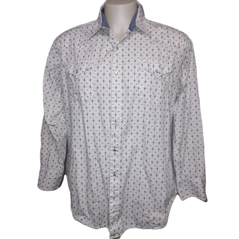 Ely Cattleman Shirt Men's Size 2XL Western Pearl Snap Pockets Long Sleeve Collar